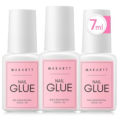 Kal-3pcs Colle Faux Ongles Extra Forte Avec Pinceau, 7ml Colle Ongle Professionnelle Pour Ongles Acryliques, Faux Ongles Ou Ongles Cassés, Nail Glue Longue Tenue Pour Usage En Salon 
