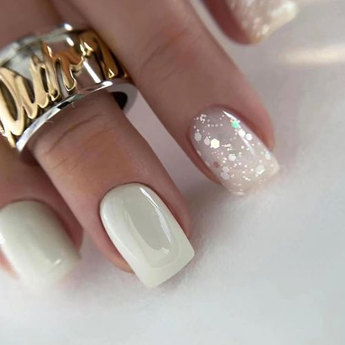 Kal-24pcs Court Carré Faux Ongles Français Press On Nails Blanc De Lait Brillant Naturel Bâton Sur Ongles Ballerine Acrylique Faux Ongles À Coller Diy Nail Art Décoration Pour Femmes Et Filles 