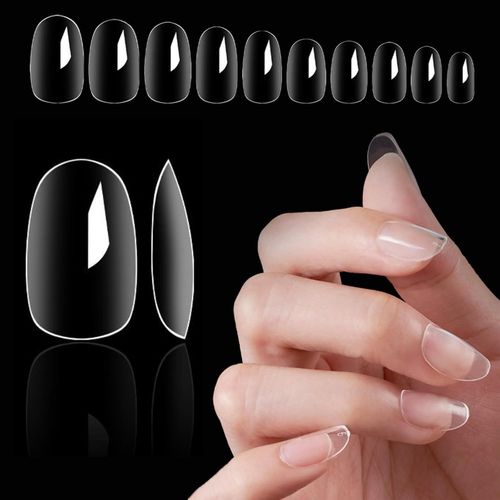 Kal-600 Pièces Capsule Americaine Ongle Acrylique Faux Ongles Ovales Courts Utilisé Pour Nail Art Manucure Diy Couverture Complète Semi Permanent Colle Faux Ongles Pour Femmes (Transparent) 
