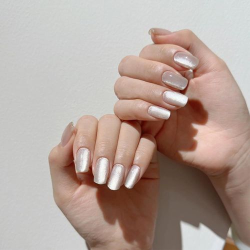 Kal-30 Pièces Moonlight Paillette Gel Amande Faux Ongles Court, Soft Gel Blanc Press On Nails French Motif, Glossy Ovale Faux Ongle Avec Colle Pour Femme Et Ado, Uv Faux Ongles À Coller Nail Art 