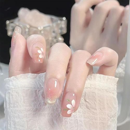 Kal-30 Pièces Gel Faux Ongles Court, Soft Gel Fleur Rose Press On Nails French Courts Motif, Cat Eyes Faux Ongle Avec Gel Pad Ongles Pour Femme Et Ado, Uv Capsules Ongles À Coller Nail Art 