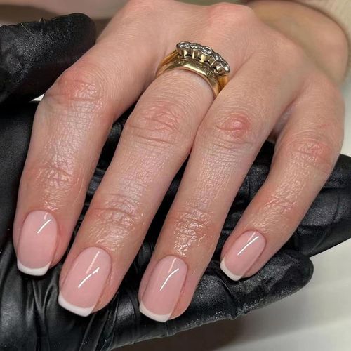 Kal-24 Pièces Faux Ongles Carré, French Nude Rose Ballerine, 12 Tailles Acrylique Couverture Complète Gel Capsules Bâton Sur Ongles Pour Femme Et Filles Nail Art À La Maison 