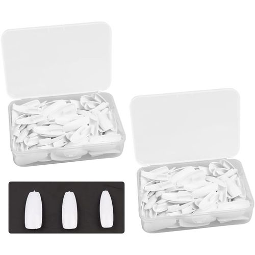 Kal-Faux Ongles Pour Manucure, 200 Pcs Abs Plastique Capsules Ongles White, Capsule Americaine Ongle For Pratiquer Les Mains. 