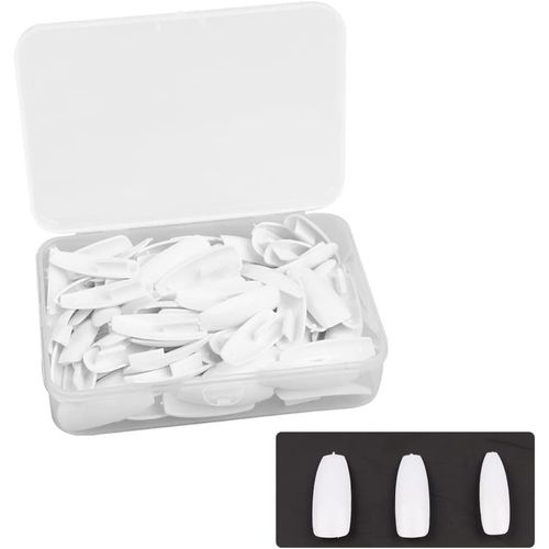 Kal-Faux Ongles Pour Manucure, 100 Pcs Abs Plastique Capsules Ongles White, Capsule Americaine Ongle For Pratiquer Les Mains. 
