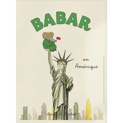 Babar - En Amérique - Laurent De Brunhoff - Affiche 50x70cm