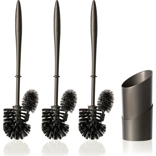 KAL-Balai Wc Avec Brosse Rebord Cuvette Wc, Brosse Toilettes Wc Noir, Ensemble Wc En Anthracite Avec 2 Brosses De Rechange