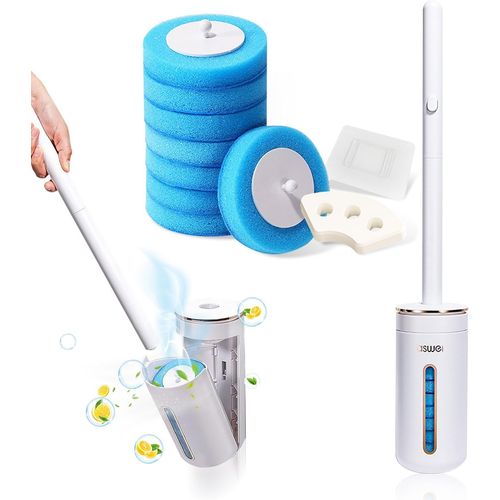 KAL-1 Ensemble Brosse Wc Jetable Système De Nettoyage Wc À Usage Unique Toilet Brush Brosse Toilettes Wc Jetable Tête De Brosse De Toilette Remplaçable Pour Nettoyage De Salle De Bain À La Maison Hôt