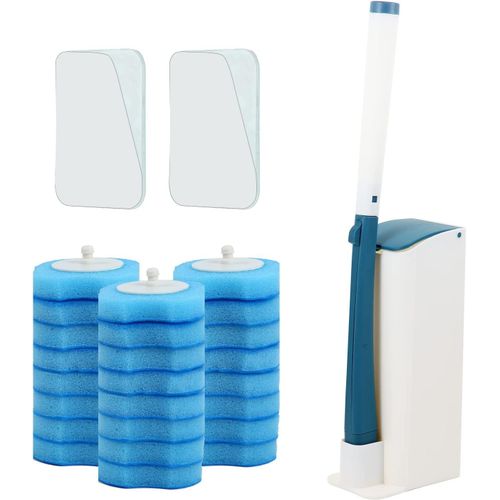 KAL-Kit De Brosse Wc Avec Support, Système De Nettoyage De Toilettes Avec Têtes De Recharge Jetables, 24 Pièces