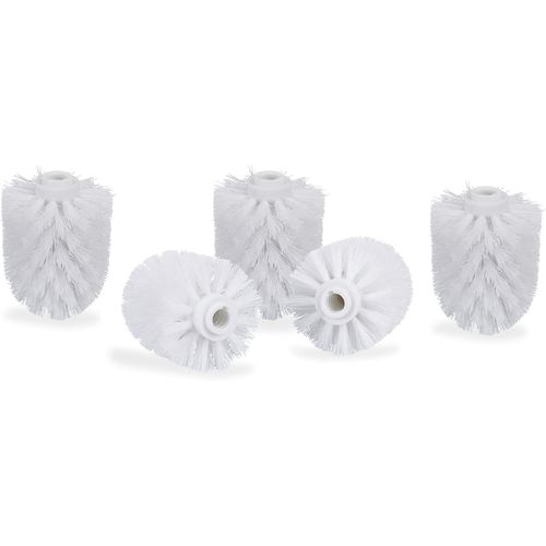 KAL-Lot De 5 Têtes De Brosse De Toilette, Brosses De Toilette En Vrac, Fil De 12 Mm, Tête De Brosse De Rechange Diamètre 7 Cm, Blanche