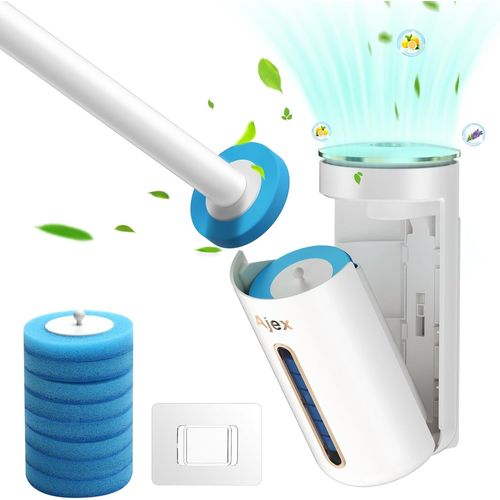 KAL-Brosse De Toilette Jetable,Brosse Wc Avec Têtes De Rechange,Brosse Wc Jetable Set De Brosses De Toilette Jetable Avec Détergent & Parfums,Brosse Toilette Pour Le Nettoyage De La Salle De Bains