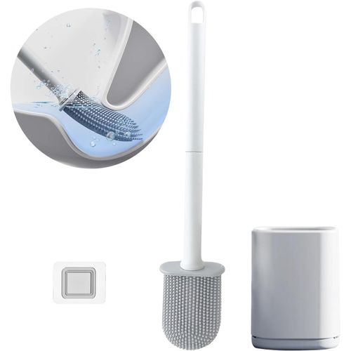 KAL-Brosse Wc Silicone Balai Toilette Wc Avec Support Respirant À Séchage Rapide(Noir Et Blanc)Brosse Toilettes Wc Murale Et Verticale Pour Toilettes De Salle De Bains Un Nettoyage En Profondeur