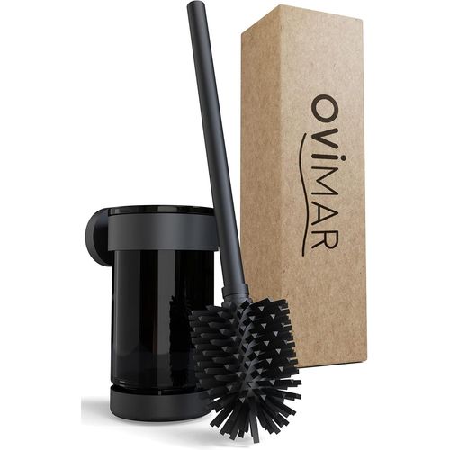 KAL-Brosse Wc Finnkona - Noir - Montage Mural Avec Perçage - Brosse Wc En Silicone - Fonction Ventilation - Pour Percer Ou Coller - En Acier Inoxydable Revêtu Par Pulvérisation