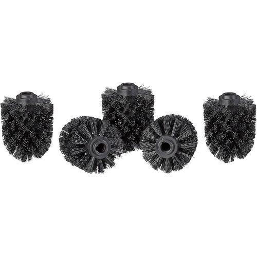 KAL-Lot De 5 Têtes De Brosse De Toilette, Brosses De Toilette En Vrac Avec Fil 12 Mm, Tête De Brosse De Rechange Diamètre 8 Cm, Noire, 8 X 8 X 9 Cm