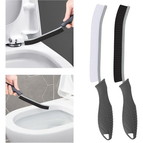 KAL-Brosse De Toilette, 2 Brosses De Nettoyage De Salle De Bain, Brosse De Toilette, Brosse À Cuvette Profonde Avec Trou De Suspension, Outil De Nettoyage Pour Éviers De Cuisine, Baignoires (2, Gris)