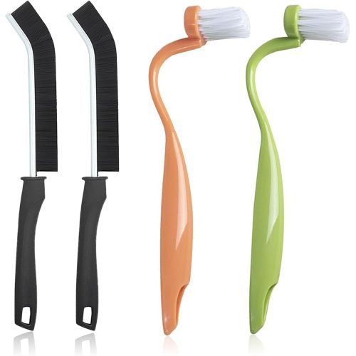 KAL-Brosse De Nettoyage De Wc Coudée, Petite Brosse Toilette Arquée 2 Brosses De Bord De Toilette Avec 2 Brosses Nettoyage Fente Brosse De Bord De Toilette À Poils Souples Pour Salle Bain D'Angle Fen
