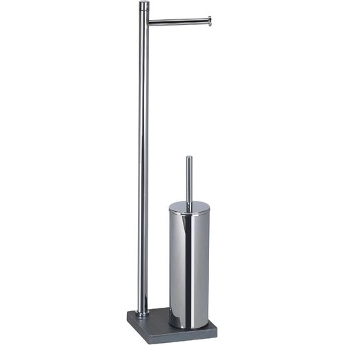 KAL-Trilly Porte-Rouleau De Papier Toilette Et Porte-Brosse Wc Gris Chromé