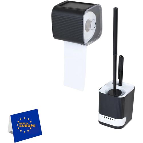 KAL-Lot De 2 Accessoires De Salle De Bain - Porte-Papier Toilette Autocollant Avec Réservoir, Nettoyage De Salle De Bain, Brosse De Toilette