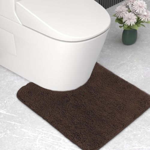 KAL-Tapis De Bain En Microfibre, Super Épais, Super Absorbant En Forme De U, 2 Cm, 50 X 50 Cm, Café