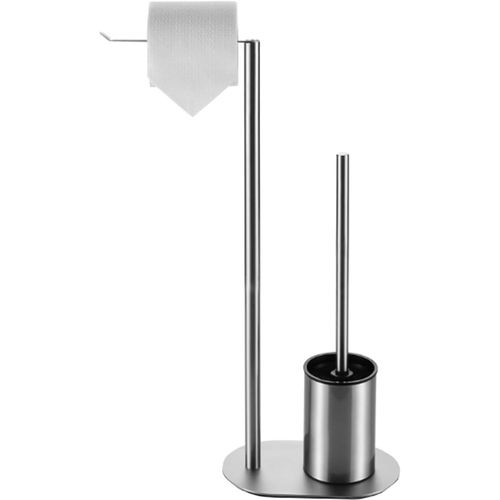 KAL-Porte Papier Toilette Avec Brosse Wc, Porte Rouleau Debout En Acier Inoxydable, Porte-Papier Toilette Autonome Sans Perçage