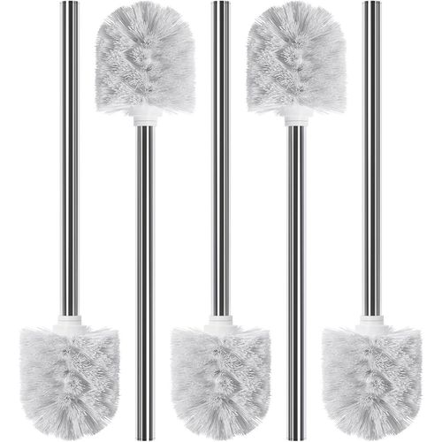 KAL-5 X Brosses De Toilette Blanc - Acier Inoxydable - Brosse De Toilette De Rechange