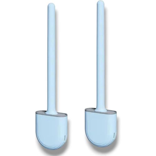 KAL-Lot De 2 Brosses De Toilette En Silion Doux, Sans Odeurs Faciles À Nettoyer, Installation Murale Simple (2 Brosses, Bleu)