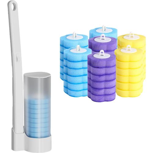 KAL-Lot De 42 Recharges De Brosse Wc Jetables Avec Poignée, Système De Nettoyage De Toilettes Jetable, Kit De Nettoyage De Salle De Bain Avec 3 Parfums