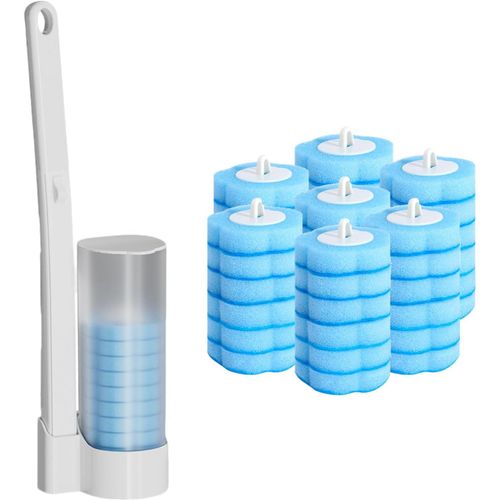 KAL-Kit De Brosse Wc Jetable - 42 Têtes De Rechange Avec Poignée, Support Mural - Système De Nettoyage Pour Salle De Bain