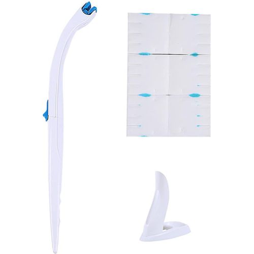 KAL-Brosse De Toilette Jetable, Kit De Démarrage Pour Système De Nettoyage De Toilettes, Fournitures De Nettoyage De Salle De Bain, 1 Bâton + 1 Support + 12 Recharges (Support)