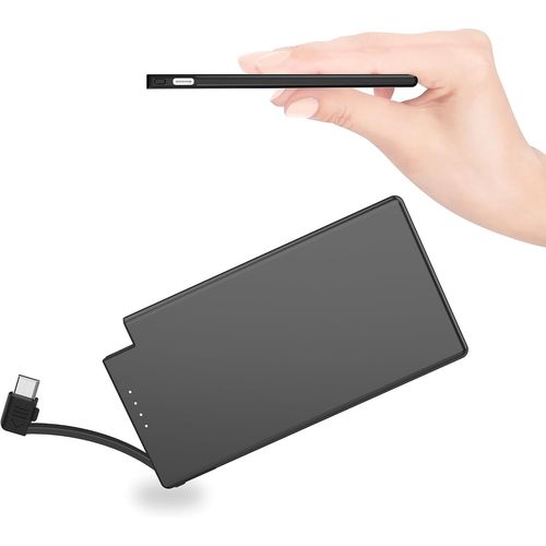 Kal-Batterie Externe 5000mah Ultra Fine De 6mm Avec Câble Usb Type C-Batterie De Secours Compacte Et Ultra-Mince, Chargeur Externe Portable Pour Samsung,Huawei,Xiaomi Et Autres Téléphones Portables