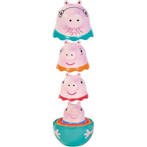 KAL-Tomy E73526 Famille Peppa Gigognes, Jouet Bain Bébé Poupées Russes Famille Peppa Pig, Papa, Maman, Peppa Et George, 18 Mois Et Plus, Jouet Plage Et Piscine Facile À Nettoyer