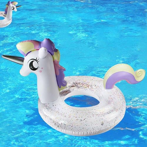 Kal-Bouée Licorne, Licorne Anneau De Natation, Flotteur De Piscine Gonflable Avec Paillettes, Unicorn Pour Adultes Et Enfants Bouée D'été Eau Jouet