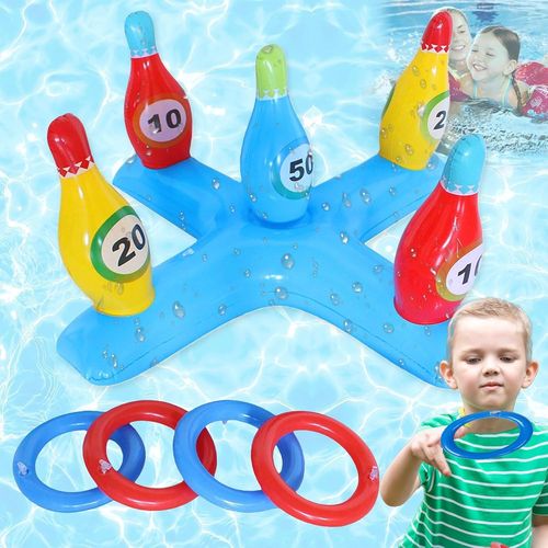 Kal-Jouets D'eau De Conception De Goupille De Bowling Dans La Piscine, Jeux Piscine Gonflable Jouet Gonflable En Croix, Journée D'été Jeu Piscine De Fête En Extérieur Pour Enfants,Familles