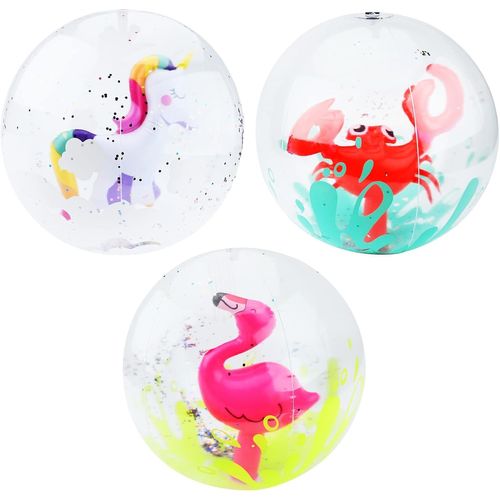 Kal-3 Pcs Ballon De Plage Gonflable 12 Pouces Paillettes Glitter Ballons De Plage Pour Adultes Enfants Piscine Flotteur Balles Jouets Gonflables Pour Activités De Plein Air Plage Piscine Été Hawaii F
