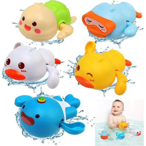 KAL-Jouet Bebe 6 Mois, Jouet De Bain Bébé, 5 Pièce Jeux De Bain Pour Enfants 1 2 3 4 Ans, Animaux Jouets Flottants Jeu D'Eau Jouet De Baignoire Piscine Douche Cadeau Pour Enfant Garcon Fille