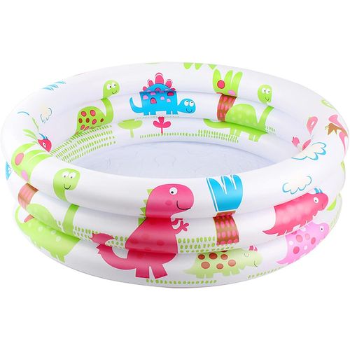 KAL-Piscine Enfant Ronde,Pataugeoire Gonflable Bebe, Intérieure Et Extérieure Jouets, Animé Dinosaure 90 X 20 Cm