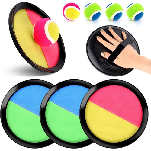 KAL-Raquette De Plage Set , Balle Raquette Scratch Jeux Set Ludique Extérieur Avec 4 Pagaies 5 Balles Pour Enfants 3 -10 Ans Enfants Lancer Catch Ball Activité De Plage Ou Jardin