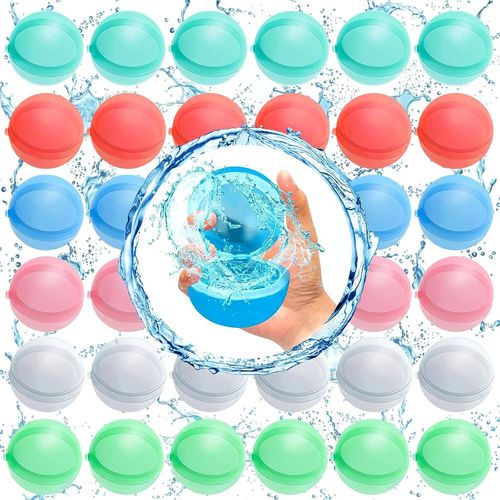 KAL-36Pcs Ballon D'Eau Silicone, Bombe A Eau Réutilisable, Ballon De Plage, Bombe À Eau Remplissage Rapide Pour Jouet Piscine, Jardin, Plage, Jeux D'Eau, Jeux Piscine, Jeux Exterieur Enfant Adulte