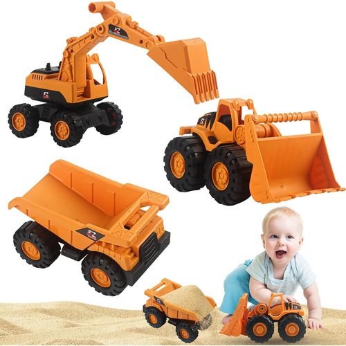 KAL-Jouet Sable Pelleteuse Bac À Sable, 3Pcs Enfants Jouet Pelleteuse, Avec Camion À Bascule Pelleteuse Tractopelle, Pour Fille Garçon Jouet De Plage Été
