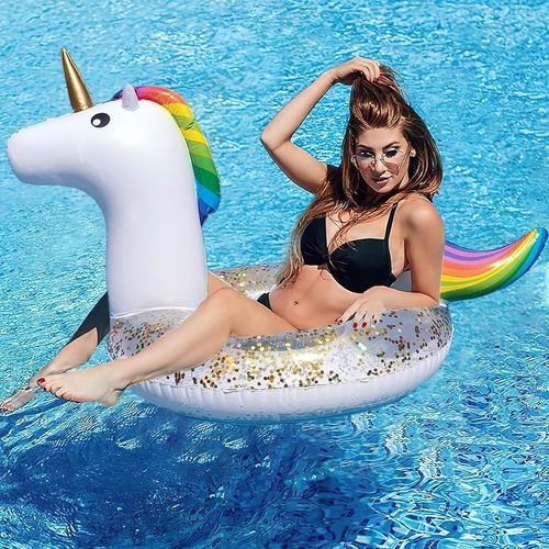 Kal-Anneau De Natation Licorne, Bouée Licorne Paillettes, Licorne Gonflable Piscine, Matelas Licorne, Bouée Licorne, Jouets De Piscine Et Plages Pour Enfants Adultes