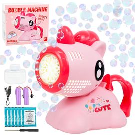 Kal-Pistolets À Bulles De Savon, Licorne Machine À Bulles Rechargeabilité Avec 80ml Solution Et 20x 10ml Concentré À Bulles, Bubble Automatique Jouet Pour Enfants, Fête Mariage (Rose)