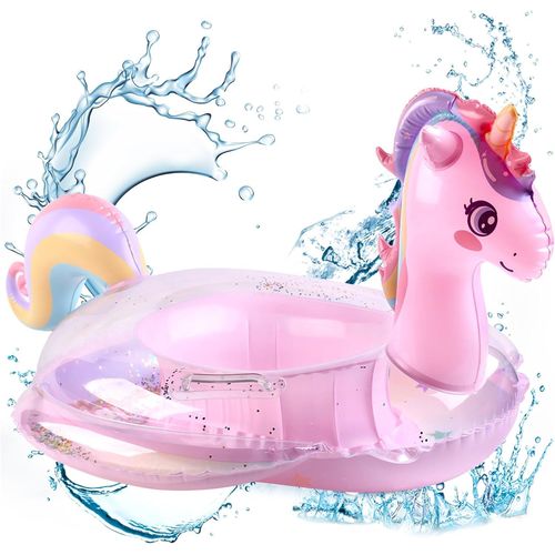 Kal-Bouée Licorne Gonflable,Bouée Pour Bébé,Gonflable Flotteur Piscine Enfant, Bouée De Natation Pour Bébé À Partir De Pour 1 À 5 Ans, Flotteur De Piscine Gonflable Avec Paillettes