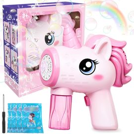 Kal-Pistolet À Bulles Automatique, Baguettes À Bulles De Licornes Pour Enfants, Machine À Bulles Avec Solution, Pistolets À Bulles De Savon, Jouet De Machine À Bulles Licorne, Cadeau Pour Enfant