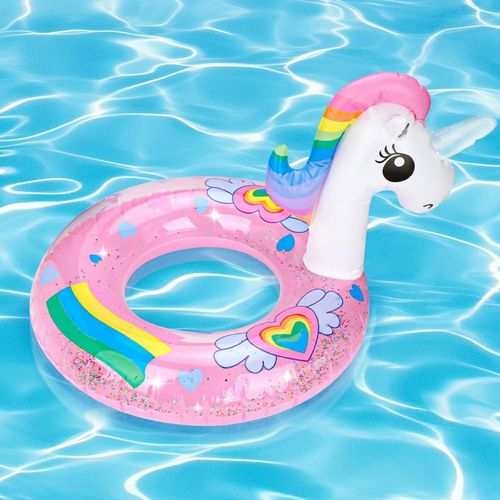 KAL-Bouée De Sauvetage En Forme De Licorne Pour Enfants De 5 À 9 Ans - Bouée De Sauvetage Gonflable Avec Paillettes, Bouée De Sauvetage Pour Enfants Avec Design Licorne, Jouet Pour Piscine Et Plage