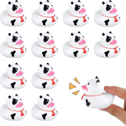 KAL-12Pcs Canard Vache, Canard Cowboy Nouveauté Drôle Canard En Caoutchouc Jouets De Canard De Baignoire Pour Bébé Pour Cadeaux De Fête Prénatale Décoration De Piscine Fournitures De Piscine