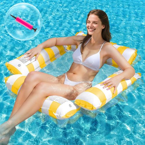 Kal-Hamac À Eau Pour Piscine - 4 En 1 - Matelas Gonflable - Hamac À Eau Avec Filet Avec Pompe D'inflateur - Matelas Gonflable Résistant Avec Filet Pour Adultes
