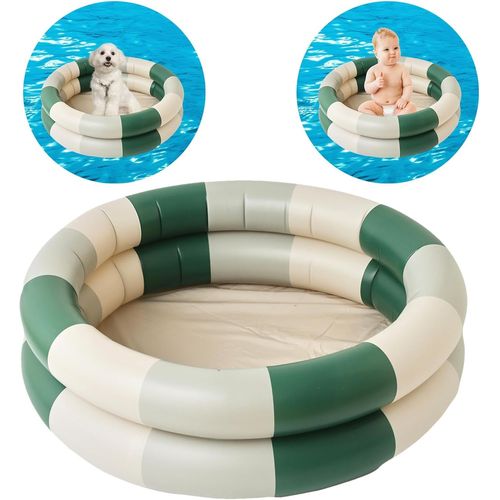 Kal-Piscine Gonflable Pour Enfants, 2 Anneaux Avec Sécurité Gonflable, Avec Fond De Bulle De Sécurité Gonflable, Pour L'intérieur, L'extérieur, Les Filles, Les Garçons (Vert)