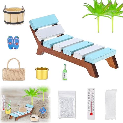 KAL-12 Pièces Mini Accessoires De Plage, Micro-Paysages De Plage, Deco Plage, Plage Micro Paysage, Ensemble De Décoration De Plage Miniature, Pour Bricolage Jardin Bac À Sable Piscine Cadeau