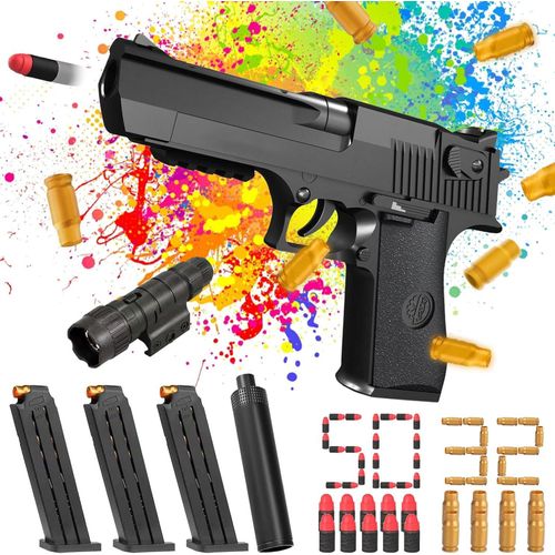 Kal-Pistolet Aigle Désertique Avec Munitions Et Cartouches De Place, Jouet Pour Enfants Avec Cible En Mousse Pour Nerf