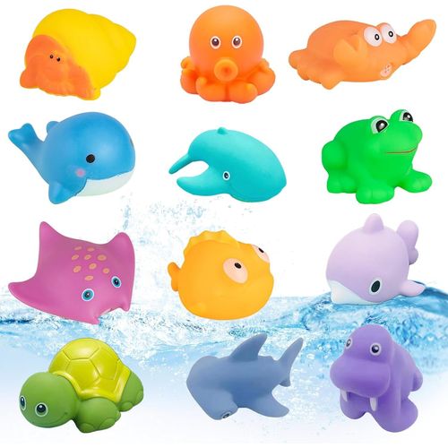 KAL-Lot De 12 Jouets Pour Le Bain - 7 Jets D'Eau Et 8 Sons, Aquatiques Pour Enfants, Baignoire, Animaux À Partir De 1 An, Piscine Pour Garçons Et Filles