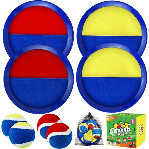 Kal-Raquette De Plage, Jeu Catch Ball Et Toss, 4 Pagaies Et 4 Balles, Enfants Lancer Catch Ball Jouet Jeu Ensemble Pour 3+ Ans Enfant Fille Garcon Adulte Famille Paques Cadeau